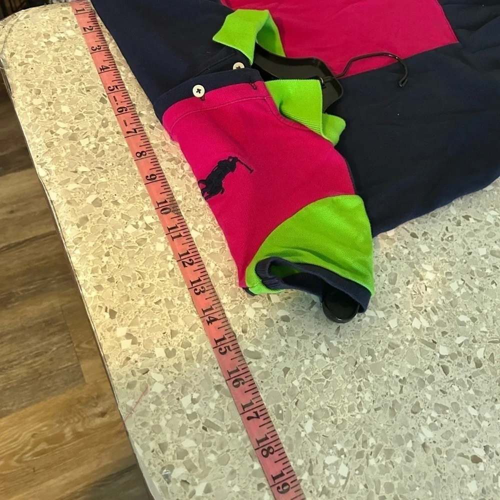 Ralph Lauren Kids Colorblock Polo Dress - Pink, Green, and Navy 6X